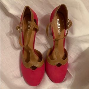 Pink and tan pumps